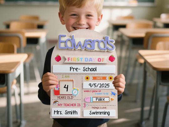 Custom First Day of School Sign, Back to School Sign, Preschool, Kindergarten 1st Day of School Sign, School Board, Last Day of School Sign