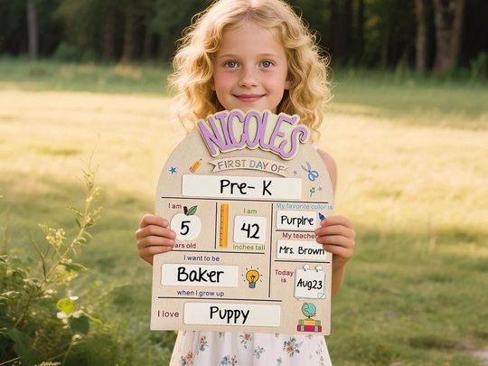 Custom First Day of School Sign, Back to School Sign, Preschool, Kindergarten 1st Day of School Sign, School Board, Last Day of School Sign