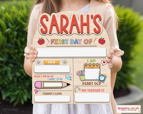 Customized First And Last Day School Sign, Back to School Sign, Kindergarten 1st Day of School Sign, First Day School Wooden School Board