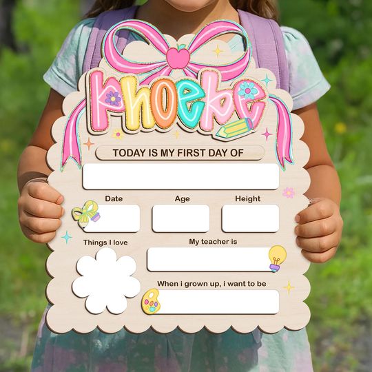 Custom Name First And Last Day Of School Sign, Reusable Back to School Sign, Kindergarten 1st Day Of School Sign, Dry Erase Wooden Board