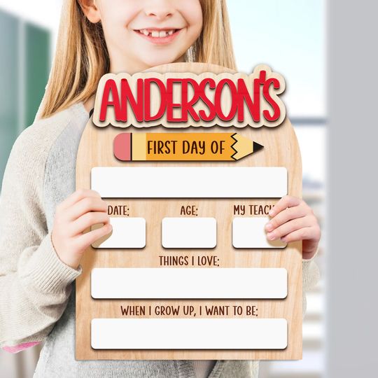 First Day of School Sign, Back to School Sign, Reusable School Sign, Kid School Sign, Personalized School Sign, Kindergarten First Day Board