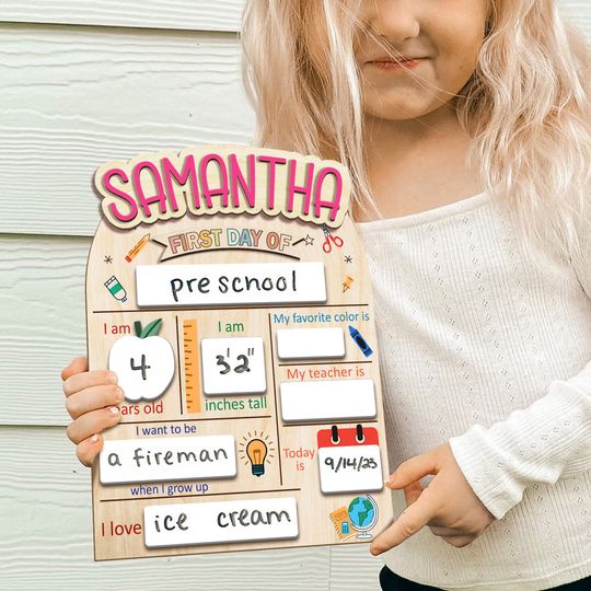 Customized First And Last Day School Sign, Kindergarten First Day at School, Wooden School Board, New School Year Sign, Back to School Gift