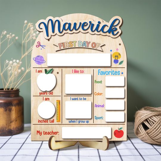 First And Last Day Of School Sign, Reusable Back to School Sign For Photos, Reusable Dry Erase Board, Custom Name 1st Day Of School Board