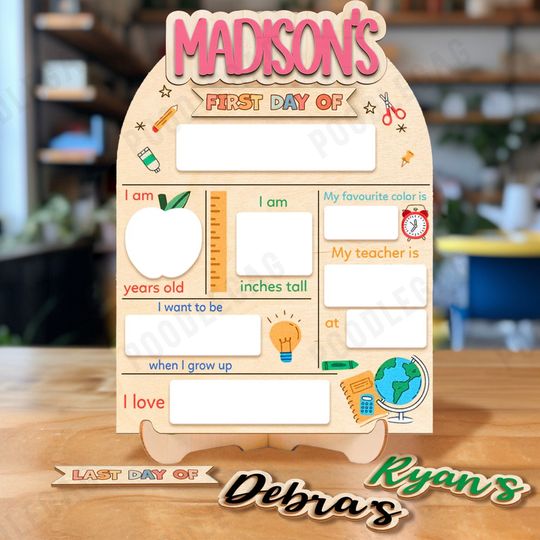 Custom First & Last Day of School Interchangeable Sign, Personalized Wooden School Board Gift for Student, Custom First Day Of School Sign