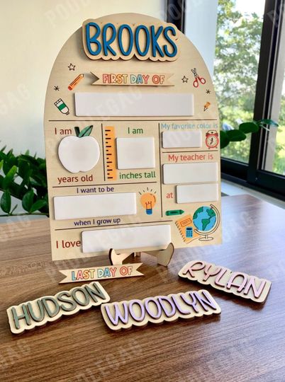 Custom First Day of School Sign, Reusable Chalkboard Sign, Dry Erase School Sign, Personalized Wooden School Sign, 1st Day of Preschool Sign