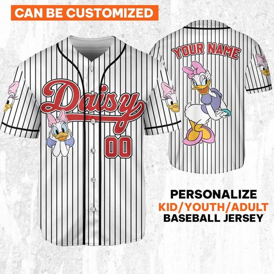 Personalize Disney Vintage Daisy Smile Jersey, Custom Kid Youth Adult Baseball , Custom Disney Birthday Gift