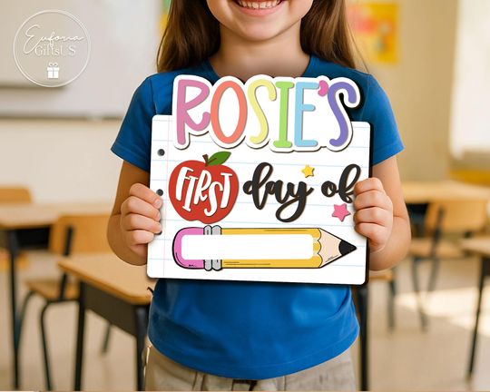 Custom First Day of School Sign, First & Last Day of School Interchangeable Sign, Wooden School Board For Kids, Back To School Gifts