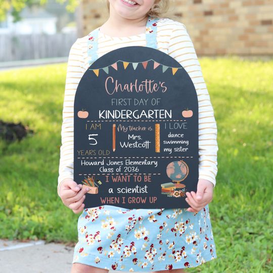 First Day of School Sign, Back to School Chalkboard, Reusable 1st Day Board, Last Day, Kindergarten, First Grade, Preschool, Ruler, BloomOwl