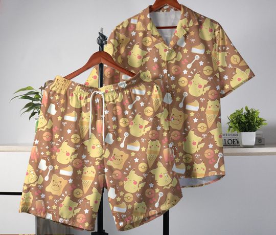 Pika Hawaiian Shirt Tropical Button Up Shirt Summer Beach Short Aloha Hawaii Set Cream Pika Shirt Gifts