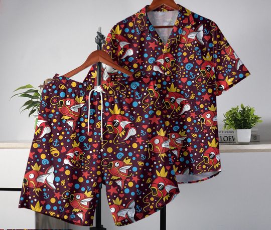 Magikarp Hawaiian Shirt Aloha Hawaii Set Tropical Button Up Shirt Summer Hawaiian Short Magikarp Shirt Gifts
