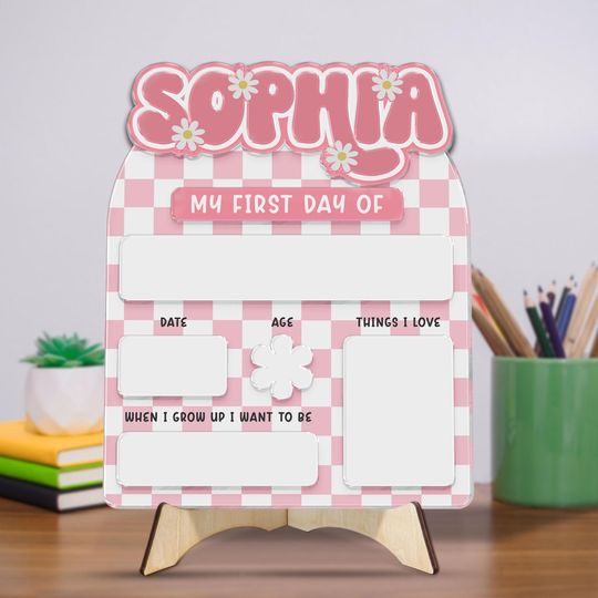 Personalized Acrylic First Day of School Sign, Custom Reusable Back to School Sign, Kindergarten, 1st Day and Last Day School Sign
