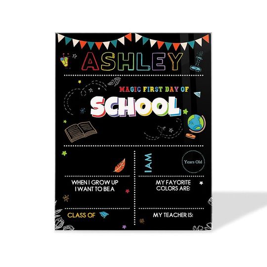 Acrylic First Day of School Sign, Reusable Back to School Board, Last Day of School Photo Prop, Reversible School Sign