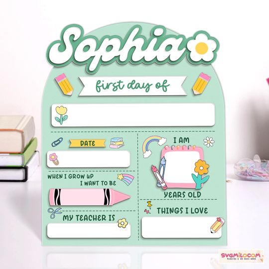 Customized First Day of School Acrylic Sign, Personalized Back to School Sign, Kindergarten First Day Board, 1st Last Day School Sign