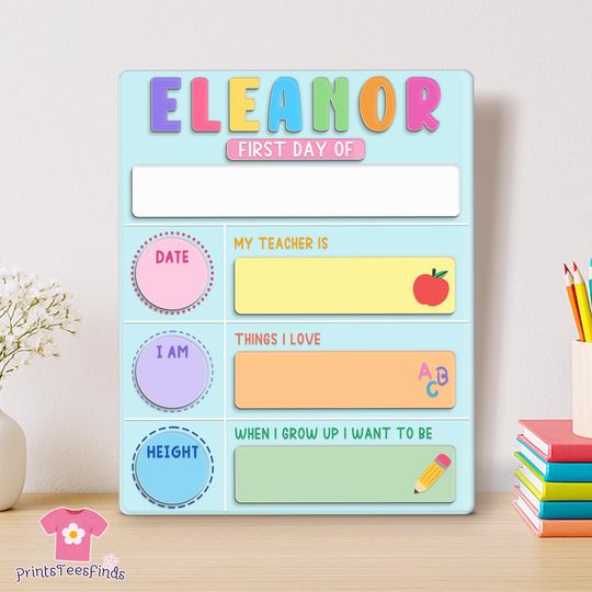 Personalized First Day Of School Sign, First & Last Day of School Interchangeable Sign, School Board Gift for Kin, 1st Day Of School Sign