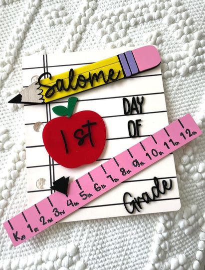 Custom Back to School Sign with Names  Personalized First Day of School Acrylic Board  School Photo Prop