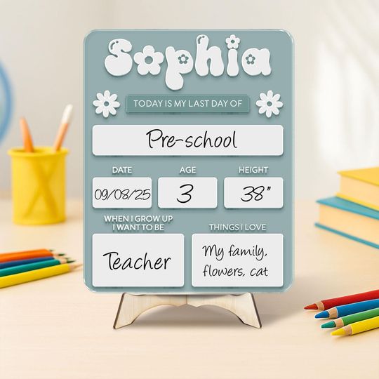 Customized First And Last Day School Sign, Back to School Sign, Kindergarten 1st Day of School Sign, First Day School Acrylic School Board