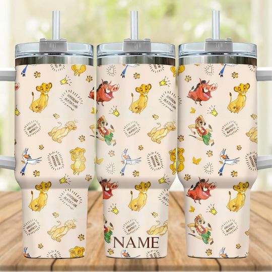 Lion King Hakuna Matata Tumbler, Custom Name Cup, 40oz Tumbler, Lion King Gift, Disney Family Trip Mug, Summer Gift Cup