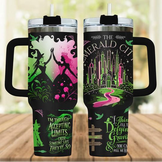 Wicked Tumbler 40Oz, Elphaba And Glinda Tumbler, Broadway Musical Fan Tumbler Cup, Wicked Movie Tumbler, Coffee Tumbler, Halloween Gift