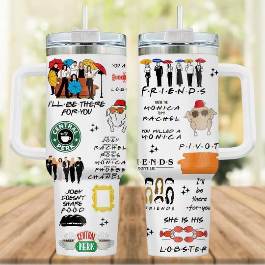 Friends Tumbler 40Oz, Friends Rachel Joey Chandler Bing Monica Geller Phoebe Buffay Tumbler Cup, Friends Tv Show Tumbler, Coffee Cup