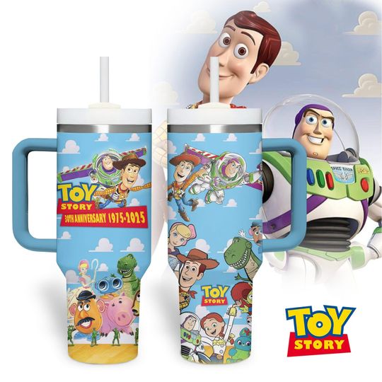 Toy Story 30Th Anniversary Tumbler 40oz, Woody Buzz Lightyear Jessie Stainless Tumbler, Disney Pixar Toy Story Insulated Tumbler Cup