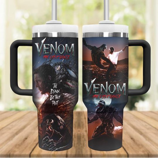 Venom Tumbler 40Oz, Symbiote Coffee Tumbler, Eddie Brock Tumbler, Venom The Last Dance Cup For Men Women, Superhero Movie Lover Gift