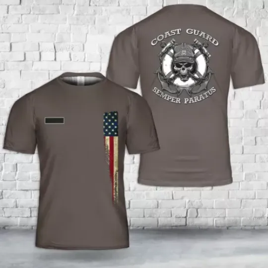 Custom Name US Coast Guard Semper Paratus Shirt 3D T- shirt Full size