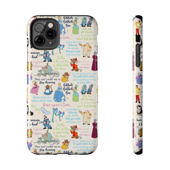 Cinde Princess Phone Case Disneyland World Magic Kingdom Gift Inspired Fan Art Iphone Quotes Gus Mice Slipper Fairy Godmother