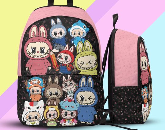 Labubu Inspired Pink Backpack - Back to School Bag