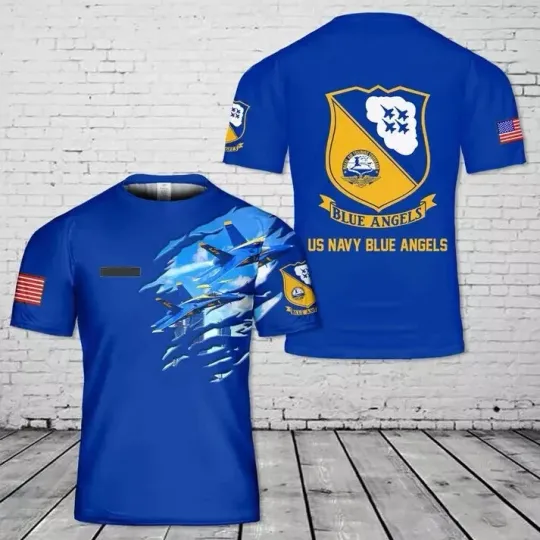 Custom Name US Navy Blue Angels AOP Shirt 3D Full Print T-shirt Full Size