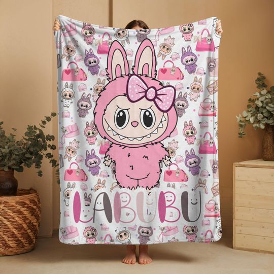 Labubu Fleece Blanket, Kid Blanket, Back To School Gift