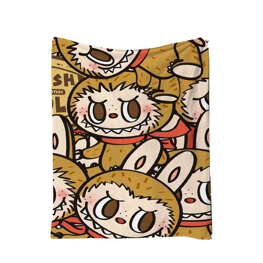 Blanket With Labubu Theme, Fleece Blanket, Kid Blanket, Back To School Gift