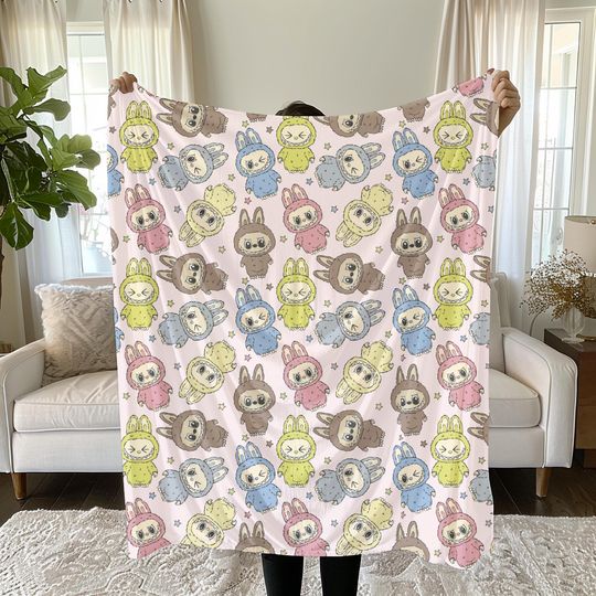 Monster Kawaii La bu bu Fleece Blanket, Kid Blanket, Back To School Gift