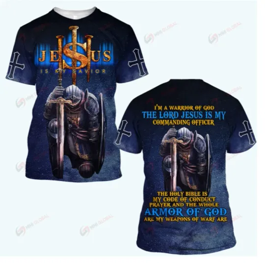 I'M A WARRIOR OF GOD KNIGHT CHRISTIAN GOD JESUS SUMMER NEW 3D T-SHIRT Best Price