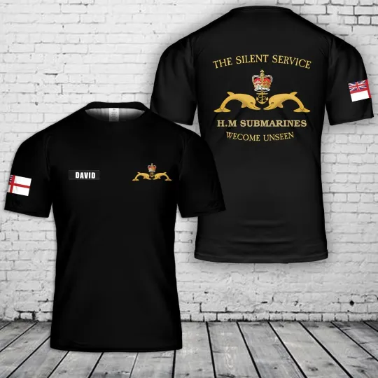 Custom Name Royal Navy Submarine Service 3D T-Shirt