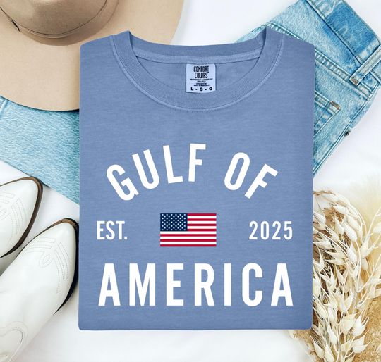 Comfort Colors Gulf of America T-Shirt, Summer Tee, American Flag Shirt, 4th of July Apparel, Patriotic Gift Idea