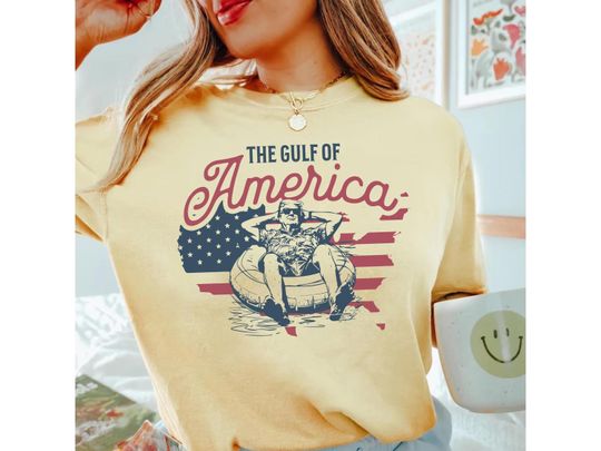 Trump Gulf of America T-Shirt, Funny Donald Trump Tee, Retro Independence Day Shirt, Patriot American Pride 4th of July, Red White and Blue