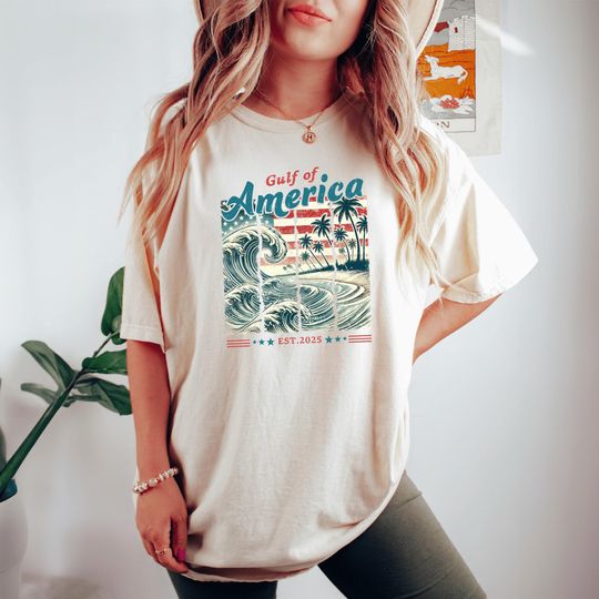Comfort Colors Gulf of America 2025 Shirt, Unisex Patriotic Tee, Vintage Beach Vacation Apparel