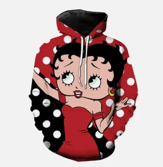 Discover Funny Cartoon Betty Boop Hoodie All Over Printed Hoodie 3d