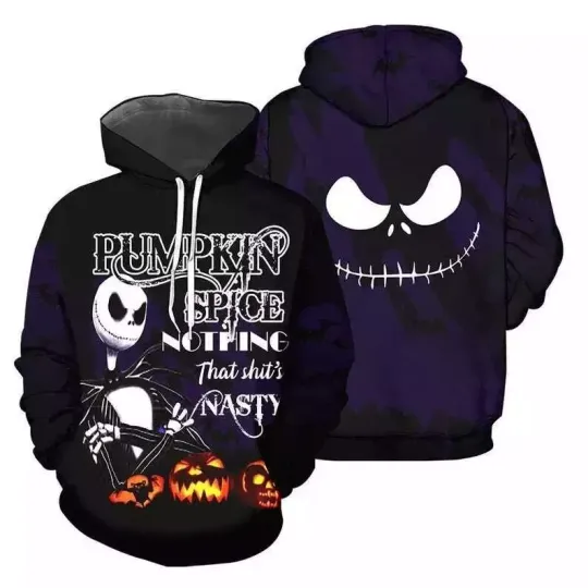 Halloween Jack Skellington Pumpkin Spice Nothing That's Sh*t N 3D HOODIE US Size