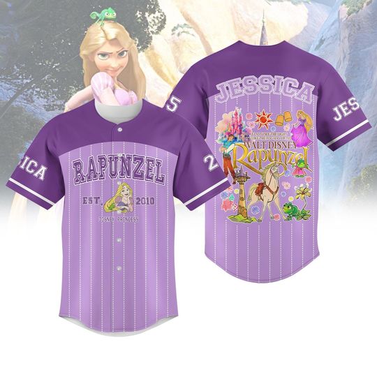 Disney Rapunzel Baseball Jersey, Tangled Baseball Shirt, Rapunzel Princess Jersey, Disney Princess Apparel, Custom Disney Jersey Shirt