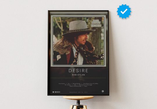 Bob Dylan Poster | Desire Poster | Album Poster Prints | Wall Decor Posters | Album Cover | Rock Music Poster