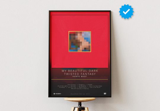 Kanye West Poster | My Beautiful Dark Twisted Fantasy Poster | Album Poster Prints | Wall Decor Posters | Album Cover | Rap Music Poster