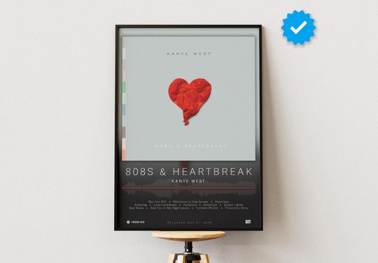 Kanye West Poster | 808s & Heartbreak Poster | Album Poster Prints | Wall Decor Posters | Album Cover | Rap Music Poster