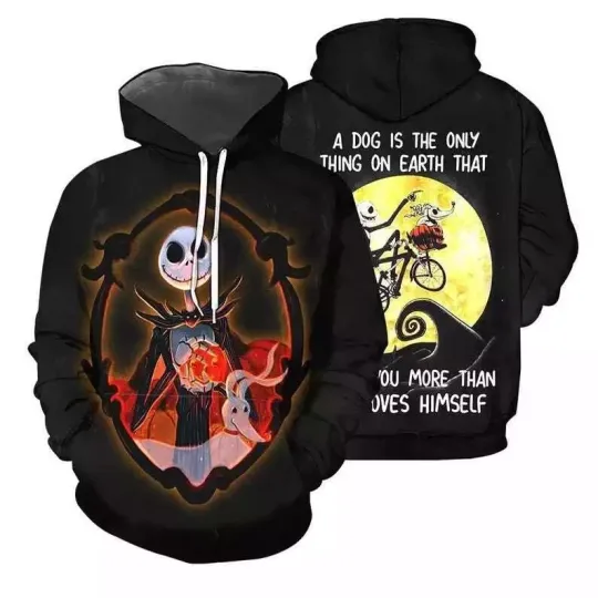 Jack Skellington & Zero A Dog Is The Only On Earth Halloween 3D HOODIE US Size