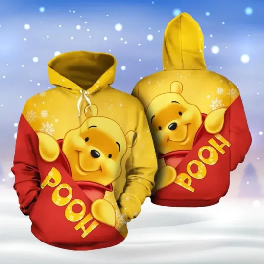 Winnie The Pooh Christmas 3D HOODIE All Over Print Christmas Day Gift US SIZE