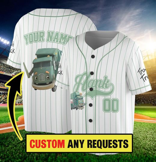 Personalized Trash Truck Baseball Jersey, Hank Trash Truck Birthday Boy, Birthday Girl Jersey, Trash Truck Family Birthday Party Matching