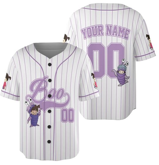 Personalized Monsters Inc Boo Collection Baseball Jersey, Disney Boo Monsters Inc Jersey Shirt, Monsters Inc Baseball Team Outfit