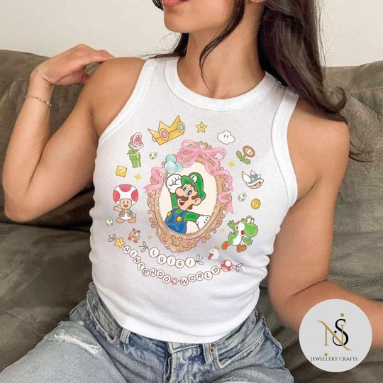 Coquette Mario Luigi Baby Tee Crop Tank