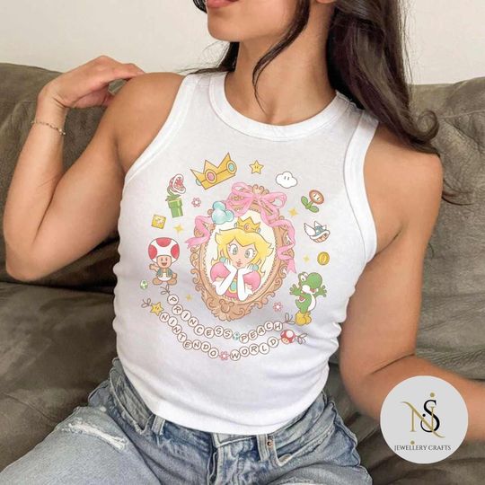 Coquette Bow Princess Peach Crop Tank Top for Women
