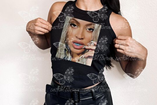 Discover Cowboy Carter Tour Turquoise Crop Tank Top